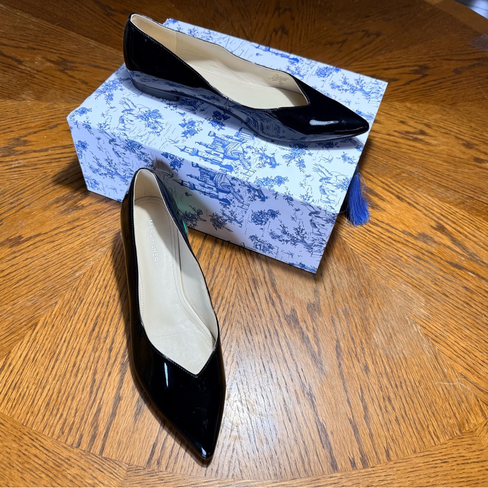 Marc Fisher Black Faux Patent Leather Shoes, 9.5